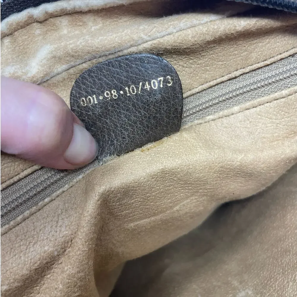 Gucci Vintage GG Monogram Logo PVC Leather Shoulder Bag Beige Brown - Picture 15 of 16